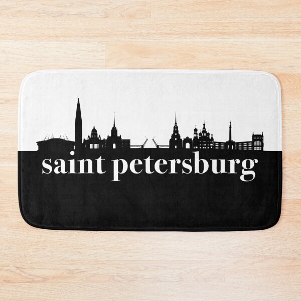 Item preview, minimalist saint petersburg skyline black and white color block  designed and sold by neopop.