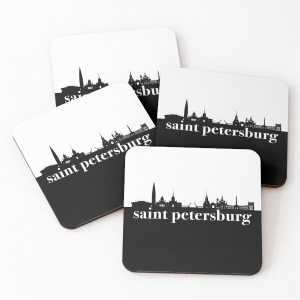 Item preview, minimalist saint petersburg skyline black and white color block  designed and sold by neopop.