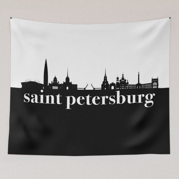 Item preview, minimalist saint petersburg skyline black and white color block  designed and sold by neopop.
