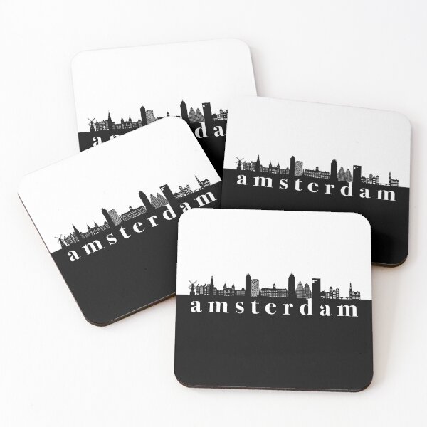 Item preview, minimalist amsterdam skyline black and white color block  designed and sold by neopop.