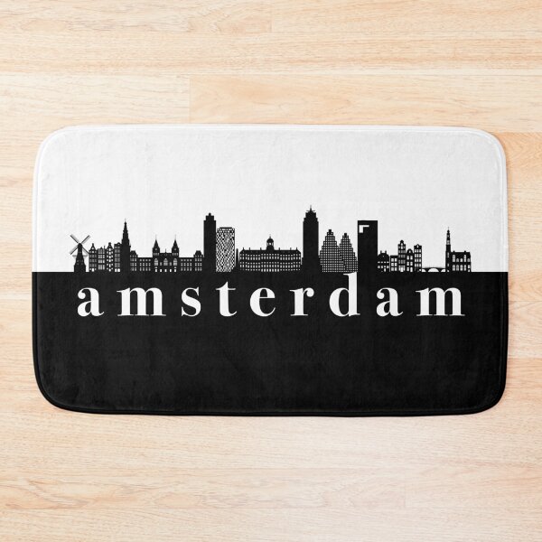 Item preview, minimalist amsterdam skyline black and white color block  designed and sold by neopop.