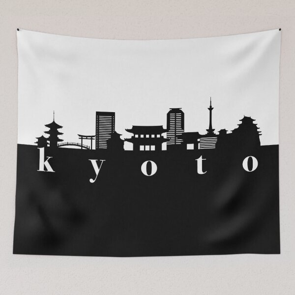 Item preview, minimalist kyoto skyline black and white color block  designed and sold by neopop.
