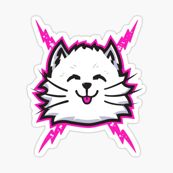 White Electric Cat Sticker