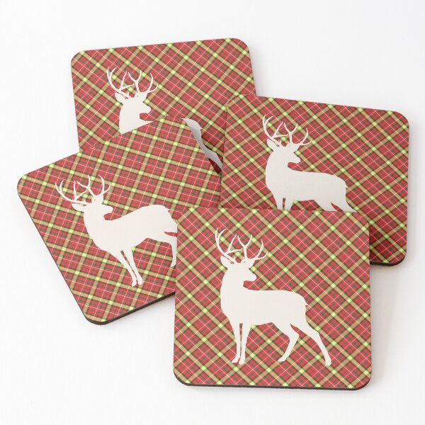 Item preview, Red Fantasy Tartan with White Stag Holiday Season designed and sold by ElJimmo.