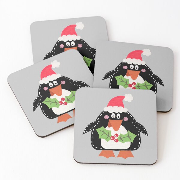 Artikelvorschau, Weihnachtspinguin & Stechpalme - grauer Hintergrund entworfen und verkauft von Helen McCartney Designs.
