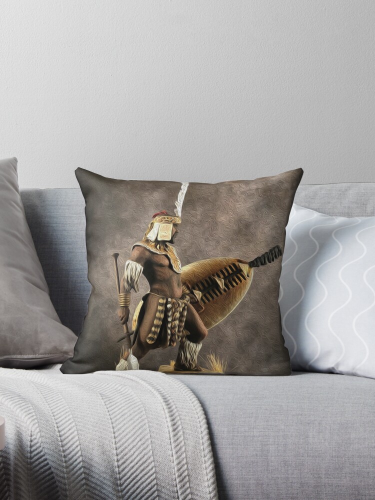 Zulu King Shaka Zulu Throw Pillow By Johnnyssandart Redbubble