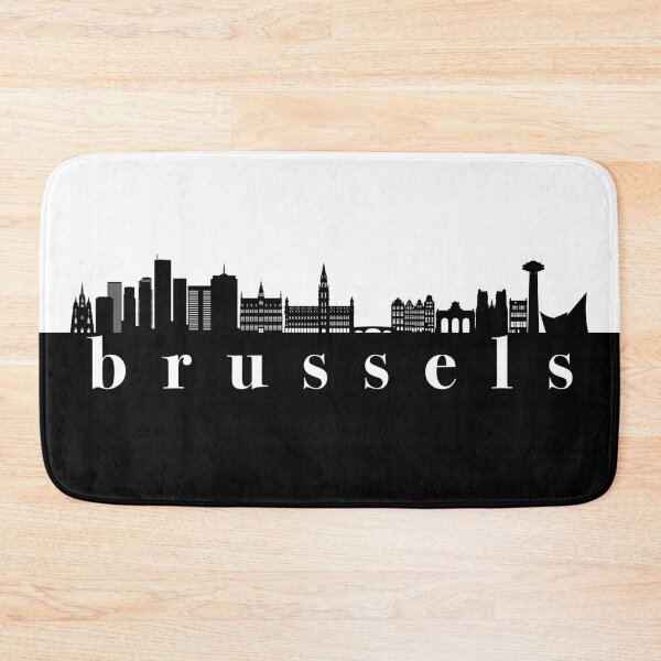 Item preview, minimalist brussels skyline black and white color block  designed and sold by neopop.
