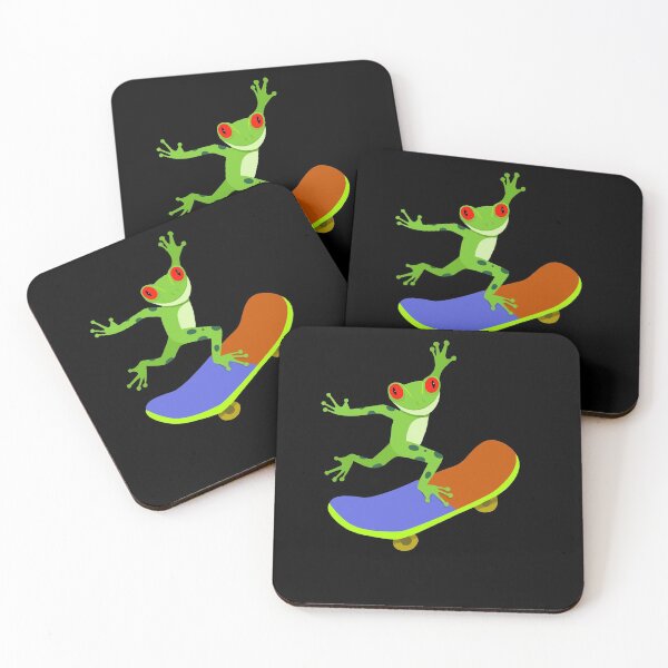 Item preview, Red Eyed Tree Frog on a Skate Board with Black Background designed and sold by Zurickdesigns.