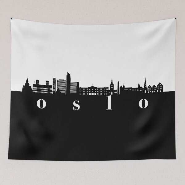 Item preview, minimalist oslo skyline black and white color block  designed and sold by neopop.