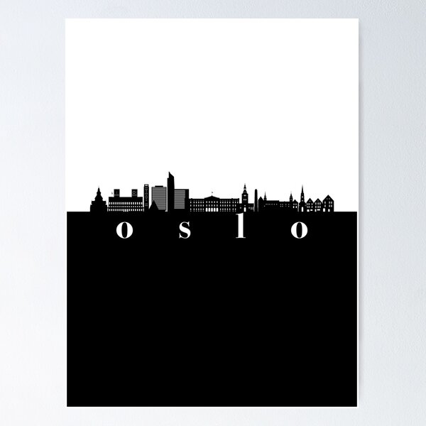 minimalist oslo skyline red and pink color block | Poster