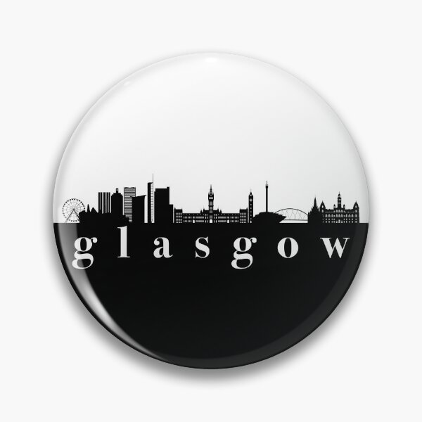 Artikelvorschau, minimalistischer glasgow skyline schwarz-weißer farbblock entworfen und verkauft von neopop.