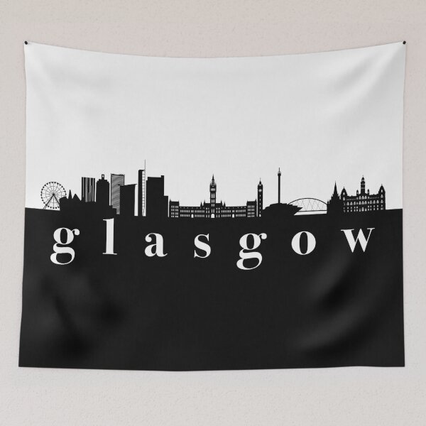 Item preview, minimalist glasgow skyline black and white color block  designed and sold by neopop.