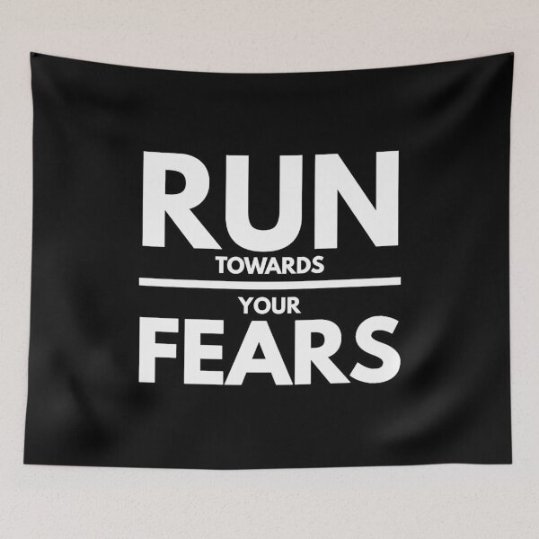 Item preview, Run Towards Your Fears - Inspirational Driven Text Art (Black Edition) designed and sold by WolfSpiritCo.