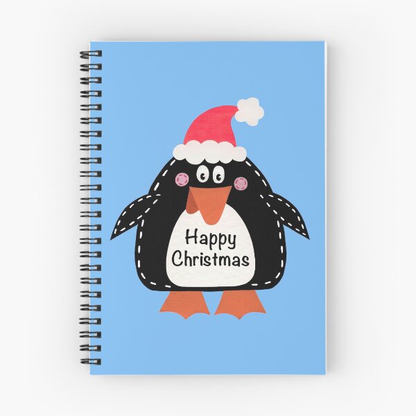 Artikelvorschau, Happy Christmas Penguin - Blauer Hintergrund entworfen und verkauft von Helen McCartney Designs.