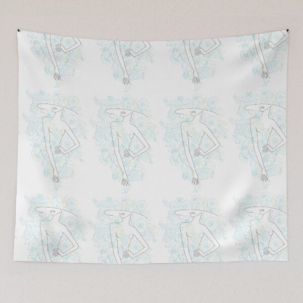 Item preview,  Blue Flowers Nude Nymph Line Art Women Body  designed and sold by HerMindSpeaks.