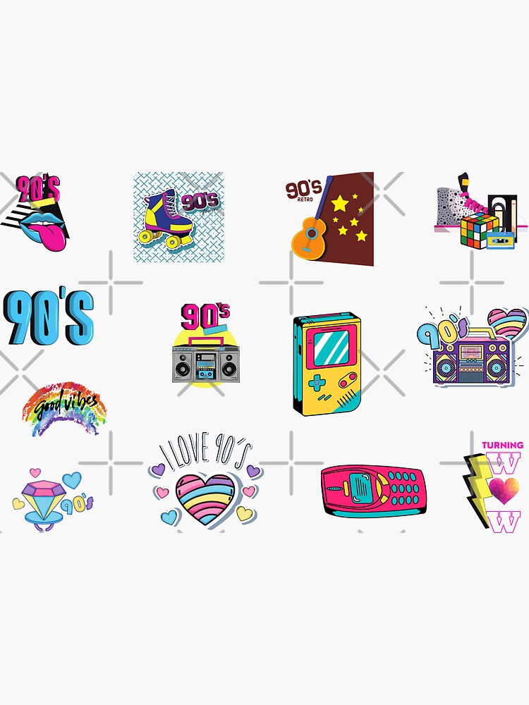 90s Stickers Pack- 13 retro vintage Stickers- 90s lovers Sticker for Sale  by AmazingEcraft