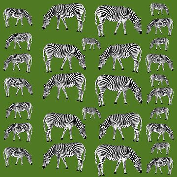 Aperçu de l'œuvre Motif animal zèbre noir et blanc sur fond vert de Abbara