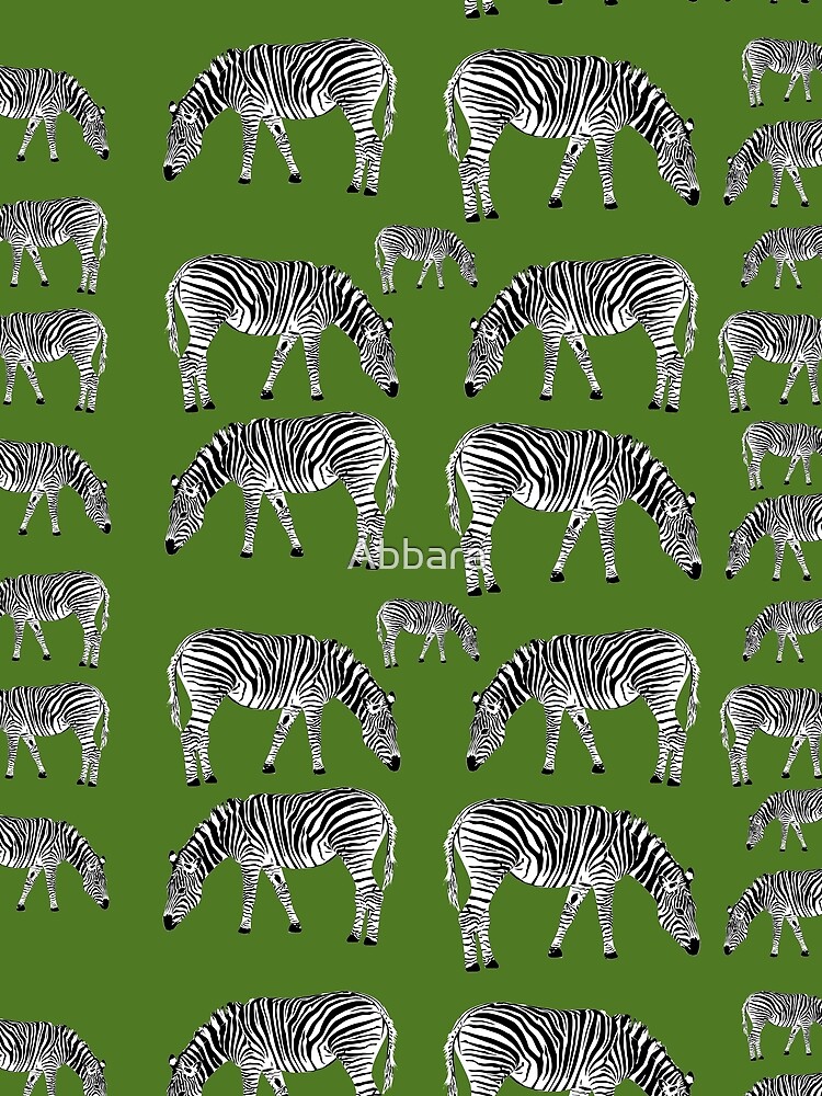 Aperçu 3 sur 3. Foulard avec l'œuvre Motif animal zèbre noir et blanc sur fond vert créée et vendue par Abbara.