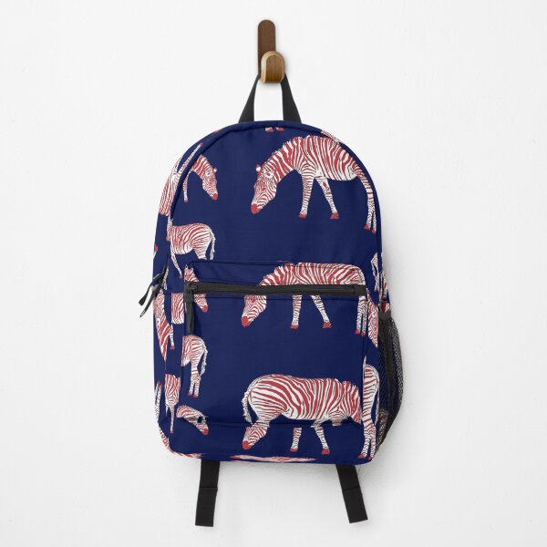 Item preview, Red and white zebra animal on navy background designed and sold by Abbara.