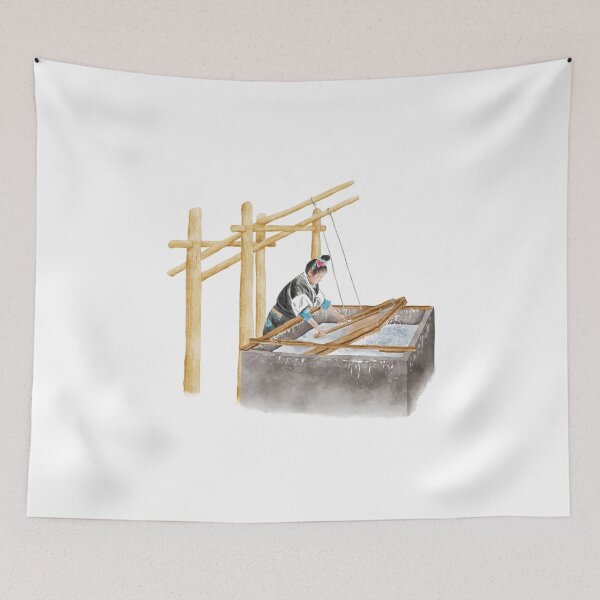 Item preview, Watercolor Illustration of a Chinese Miao girl making paper in ancient way | 丹寨造纸 designed and sold by iswenyi.