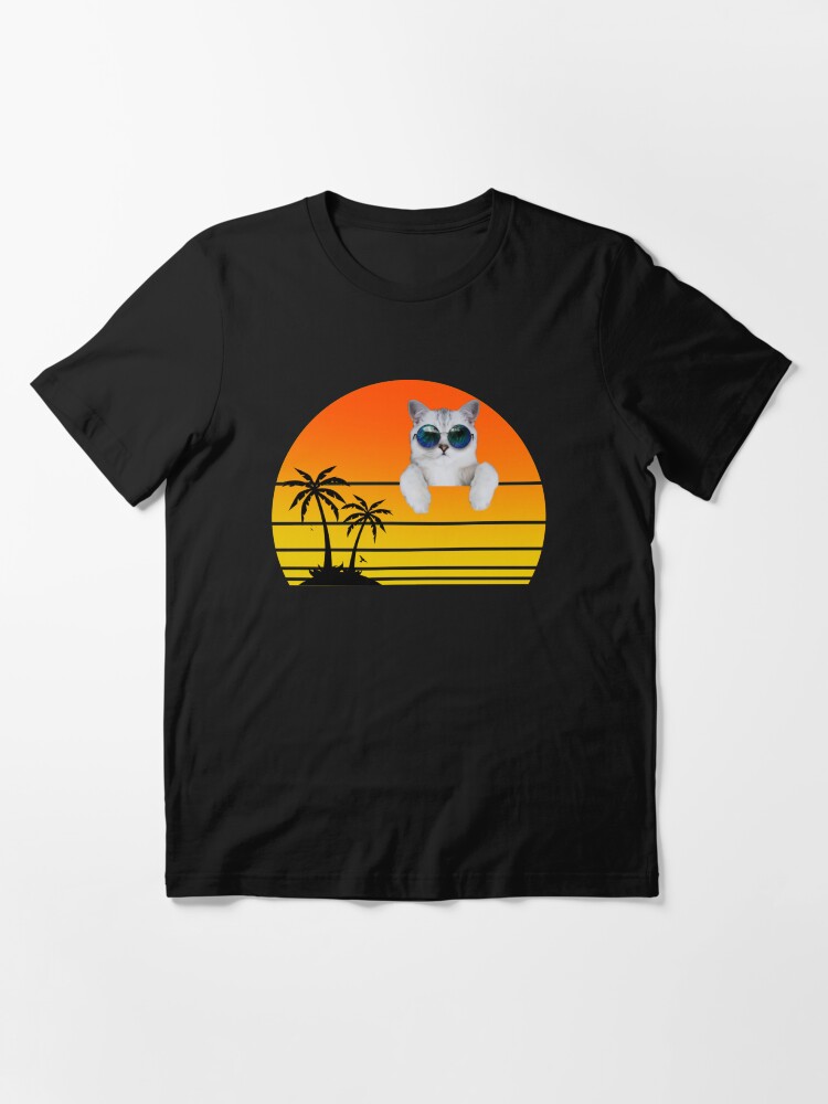 Alternate view of A cat with sunglasses at sunset Essential T-Shirt