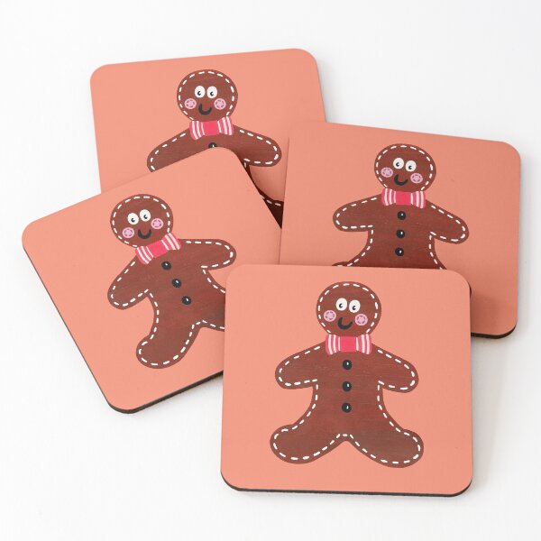 Artikelvorschau, Weihnachts-Lebkuchenmann - orange Hintergrund entworfen und verkauft von Helen McCartney Designs.