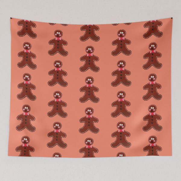 Artikelvorschau, Weihnachts-Lebkuchenmann - orange Hintergrund entworfen und verkauft von Helen McCartney Designs.