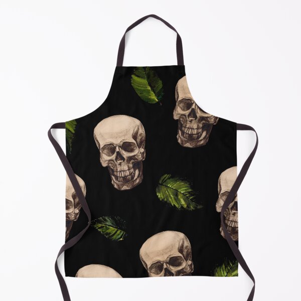 Item preview, Skulls with green leaves on dark background. Skull seamless pattern  designed and sold by Olgus.