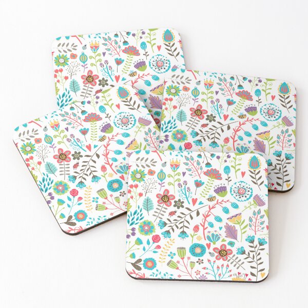 Item preview, Cute pattern of colorful hand-drawn summer flowers designed and sold by colourfulslug.