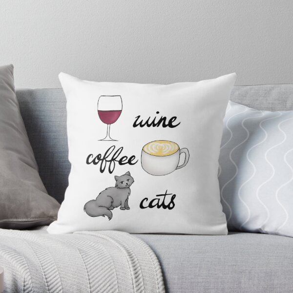 Cuddles, Chaos & Coffee Funny Quote Throw Pillow by EnvyArt