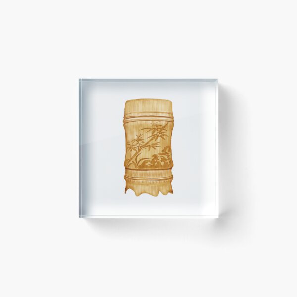 Item preview, Watercolor Illustration of Chinese bamboo carving brush holder | 宝庆竹刻 designed and sold by iswenyi.