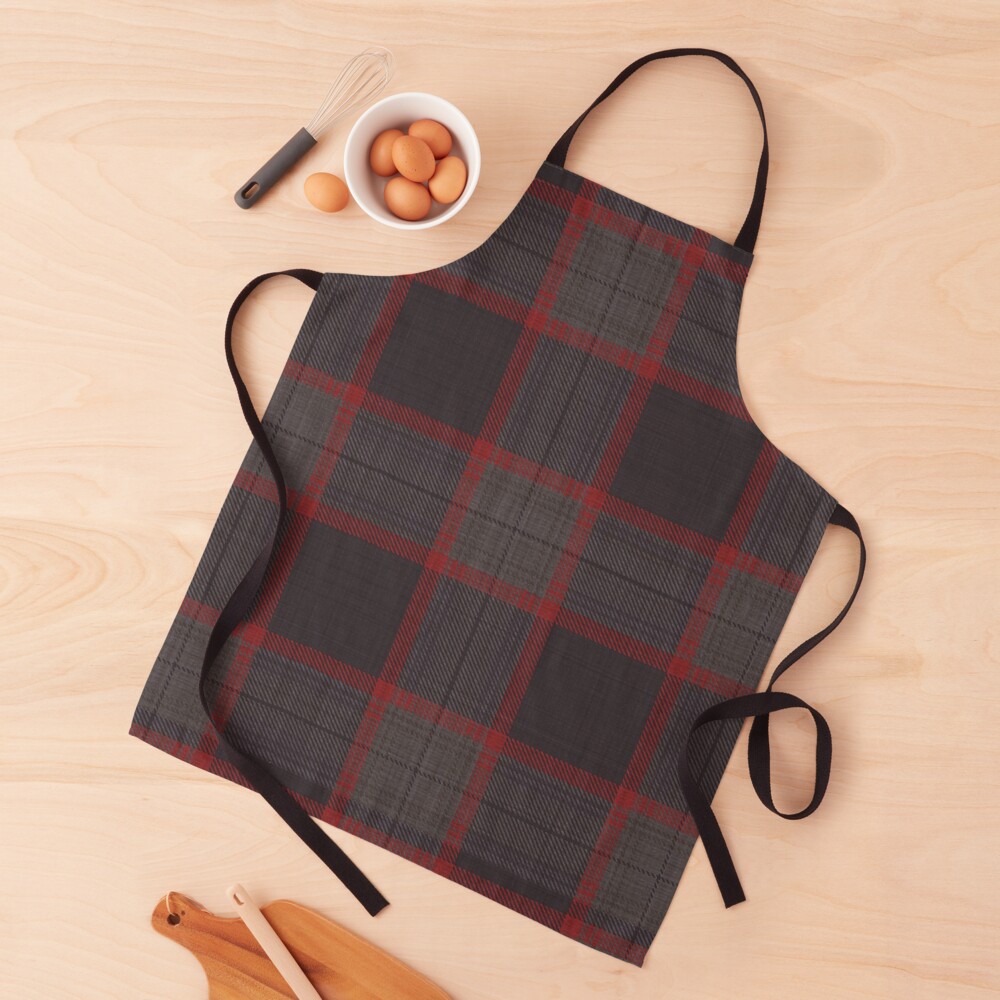 Hannibal TV Show Decor Fan Art - Cranberry Red and Warm Gray Plaid Suit Apron