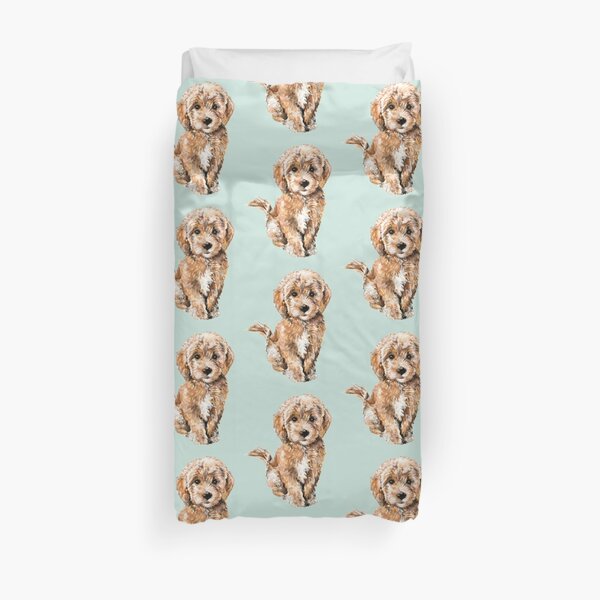 Poodle/ Goldendoodle Puppy Watercolor Illustration Duvet Cover