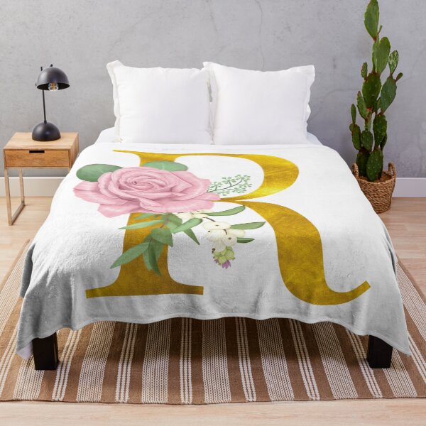 Item preview, Gold & Pink Floral Monogram R designed and sold by adortopia.