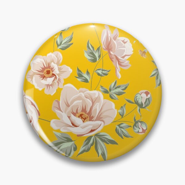 Item preview, Botanical floral peach watercolor flowers - mustard designed and sold by colourfulslug.