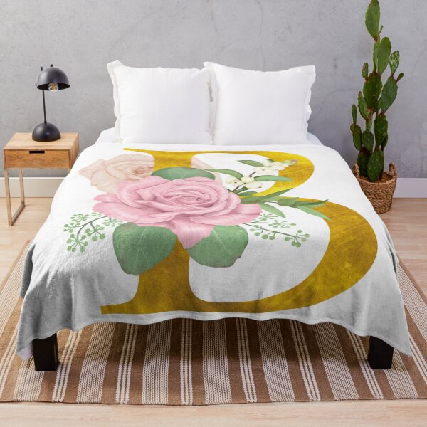 Item preview, Gold & Pink Floral Monogram B designed and sold by adortopia.