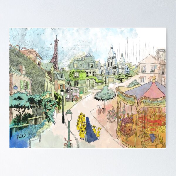 Vista previa del artículo con la obra «Acuarela de la calle Madeline Paris», diseñado y vendido por elopez7228.