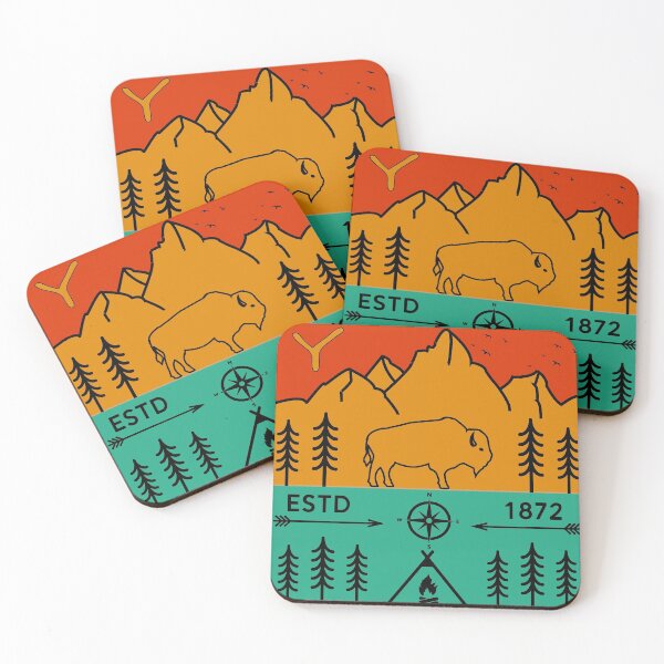 Item preview, Yellowstone National Park Retro Wyoming USA Bison Buffalo designed and sold by merchzy.