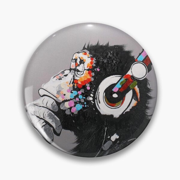 Item preview, DJ Monkey With Headphones Thinking - Thinker chimp designed and sold by WE-ARE-BANKSY.