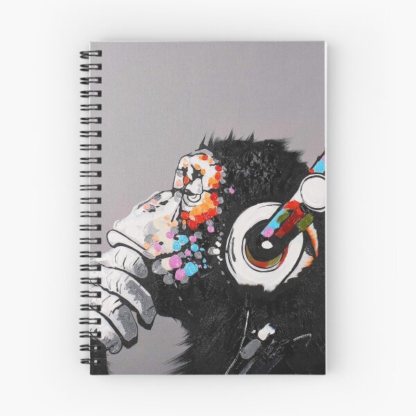 Item preview, DJ Monkey With Headphones Thinking - Thinker chimp designed and sold by WE-ARE-BANKSY.