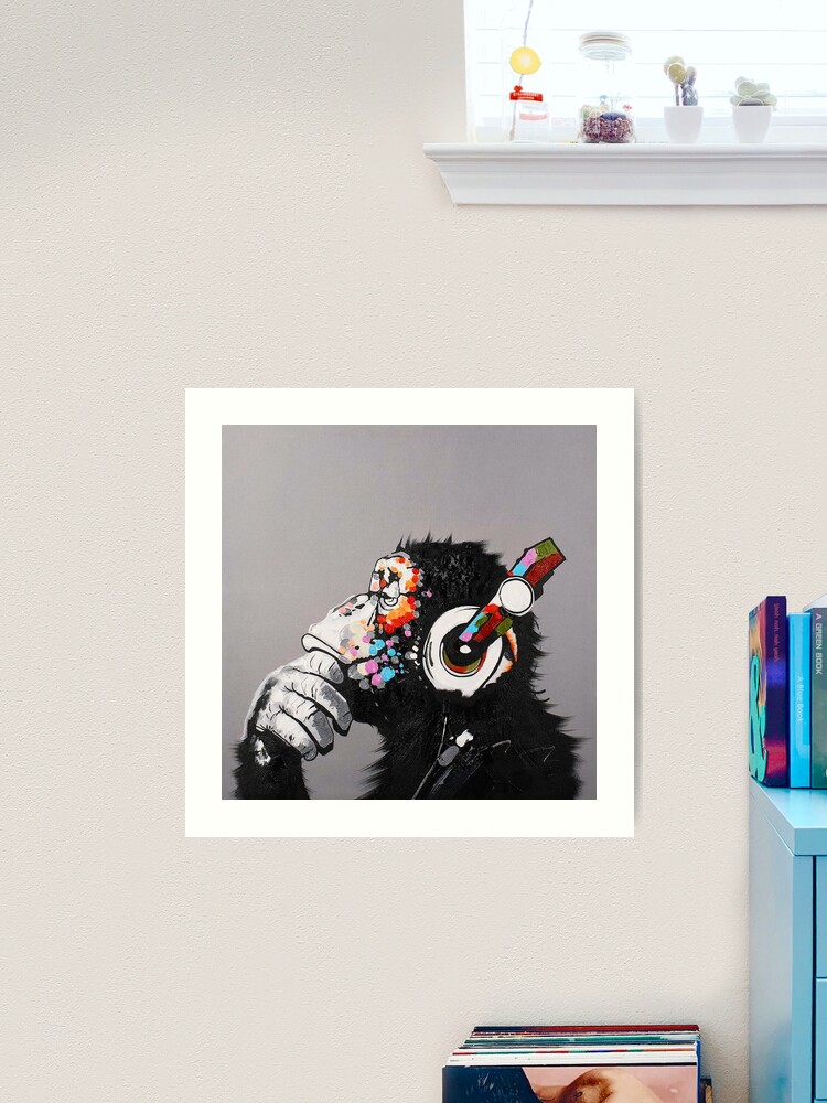 DJ Monkey With Headphones Thinking - Thinker chimp