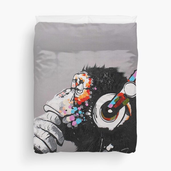 Item preview, DJ Monkey With Headphones Thinking - Thinker chimp designed and sold by WE-ARE-BANKSY.