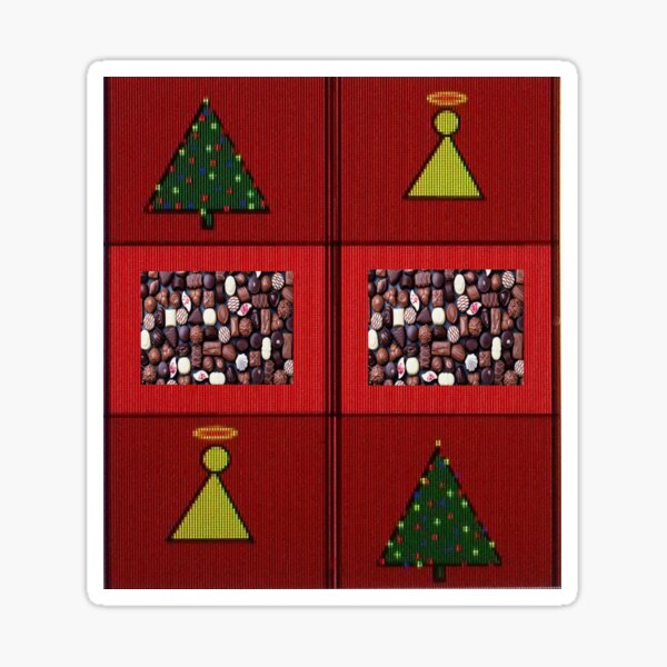 Christmas Red Green Burgundy Angels Trees and Chocolates Sticker