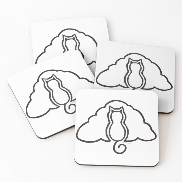Item preview, cloud cat black outline designed and sold by angeldarkling.