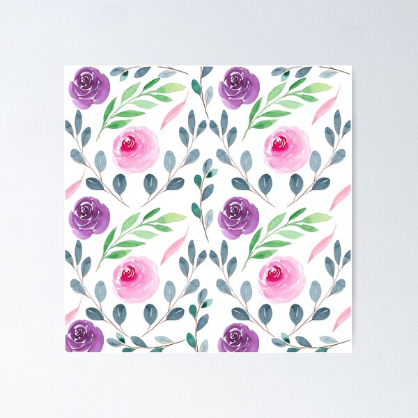 Item preview, Watercolor Pink & Purple Rose Pattern designed and sold by adortopia.