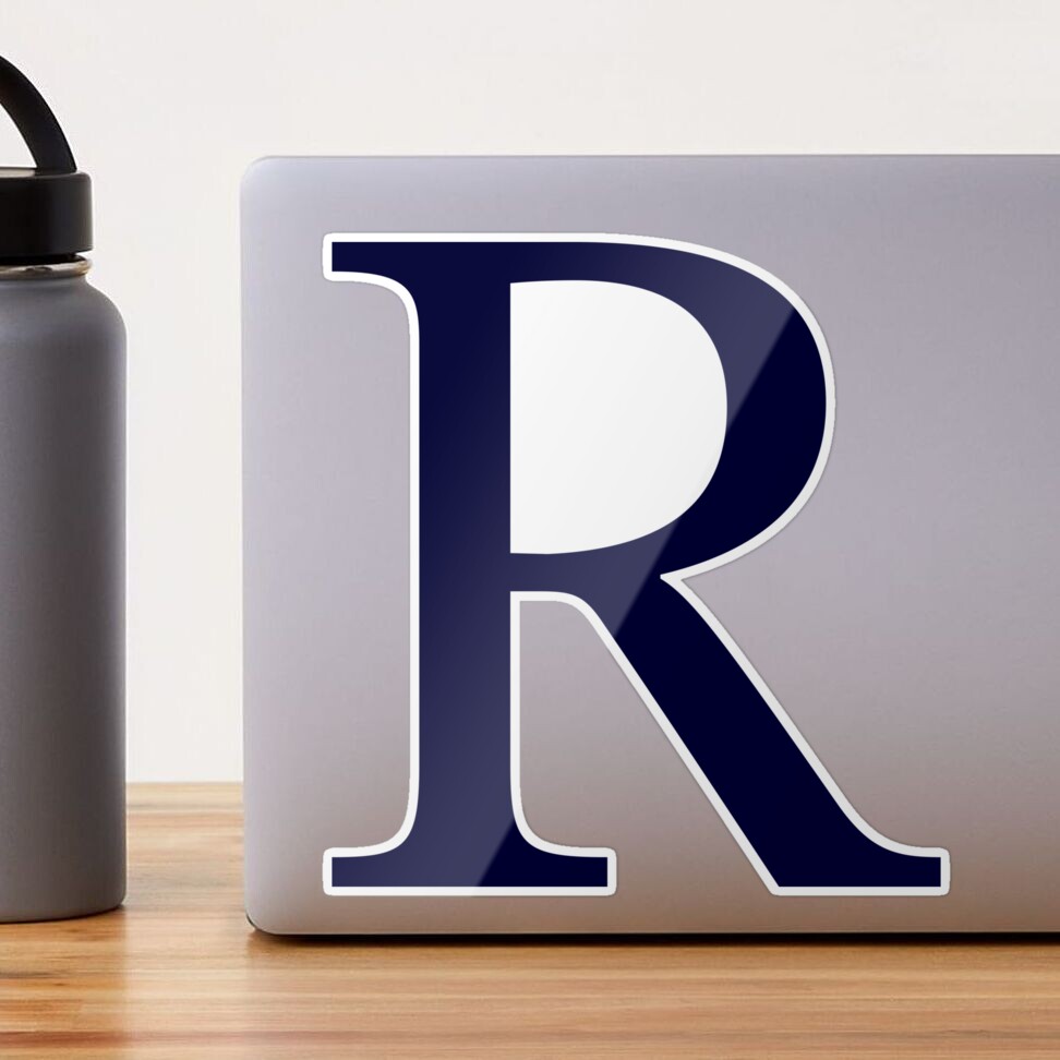 Navy Blue On White Basic Monogram R Sticker for Sale by rewstudio