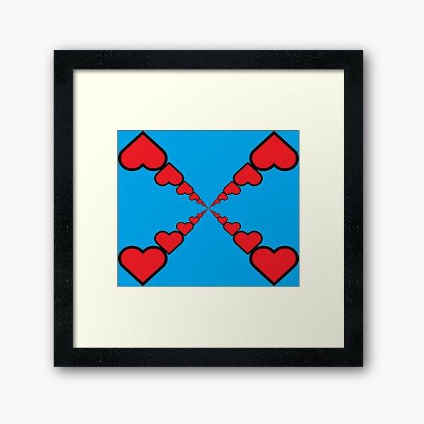 Series of emoji red hearts Framed Art Print
