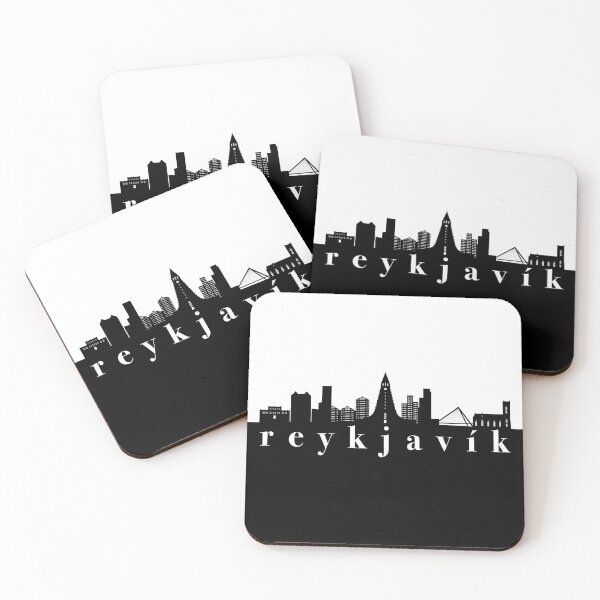 Item preview, minimalist reykjavik skyline black and white color block  designed and sold by neopop.