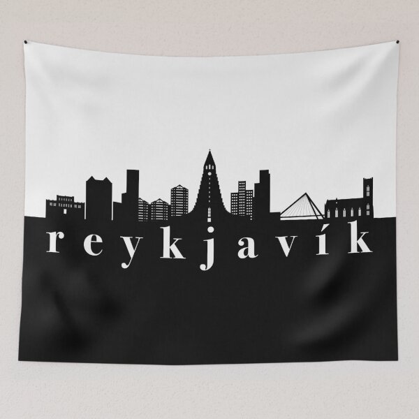 Item preview, minimalist reykjavik skyline black and white color block  designed and sold by neopop.