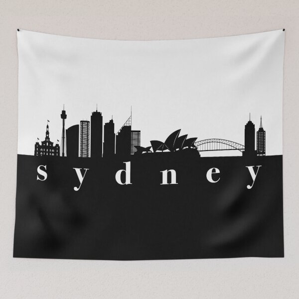 Item preview, minimalist sydney skyline black and white color block  designed and sold by neopop.